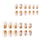 thumbnail image 3 of Set de 24 uñas postizas cortas cuadradas, con puntas francesas de purpurina naranja, uñas acrílicas postizas de otoño con pegamento., 3 of 5
