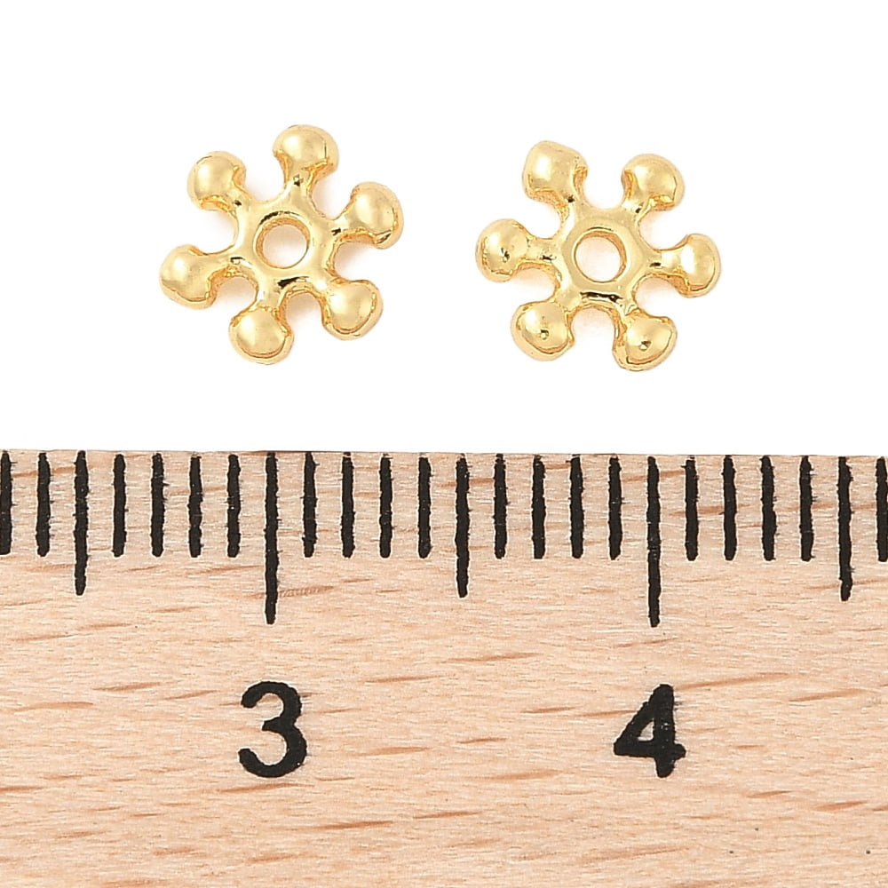 200pcs Brass Spacer Beads Flower golden 7x6x1.5mm Hole: 0.8mm