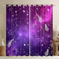 Castle Fairy Child Children Animal Unicorn Blackout Curtains Set of 2 (52x84 Each),Psychedelic Starry Sky Window Curtains,Gradient Universe Galaxy Curtains and Drapes,Breathable Home Decor