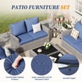 thumbnail image 3 of ELPOSUN 8 Piece Outdoor Sectional Conversation Sets , Wicker Patio Furniture Set，Gray PE Rattan Patio Sofa Set for Balcony, Porch, Backyard, Khaki, 3 of 7