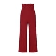 thumbnail image 2 of hirigin Women Ruffled Wide-leg Pants, Summer Casual Loose High Waist Solid Color Trousers, 2 of 4