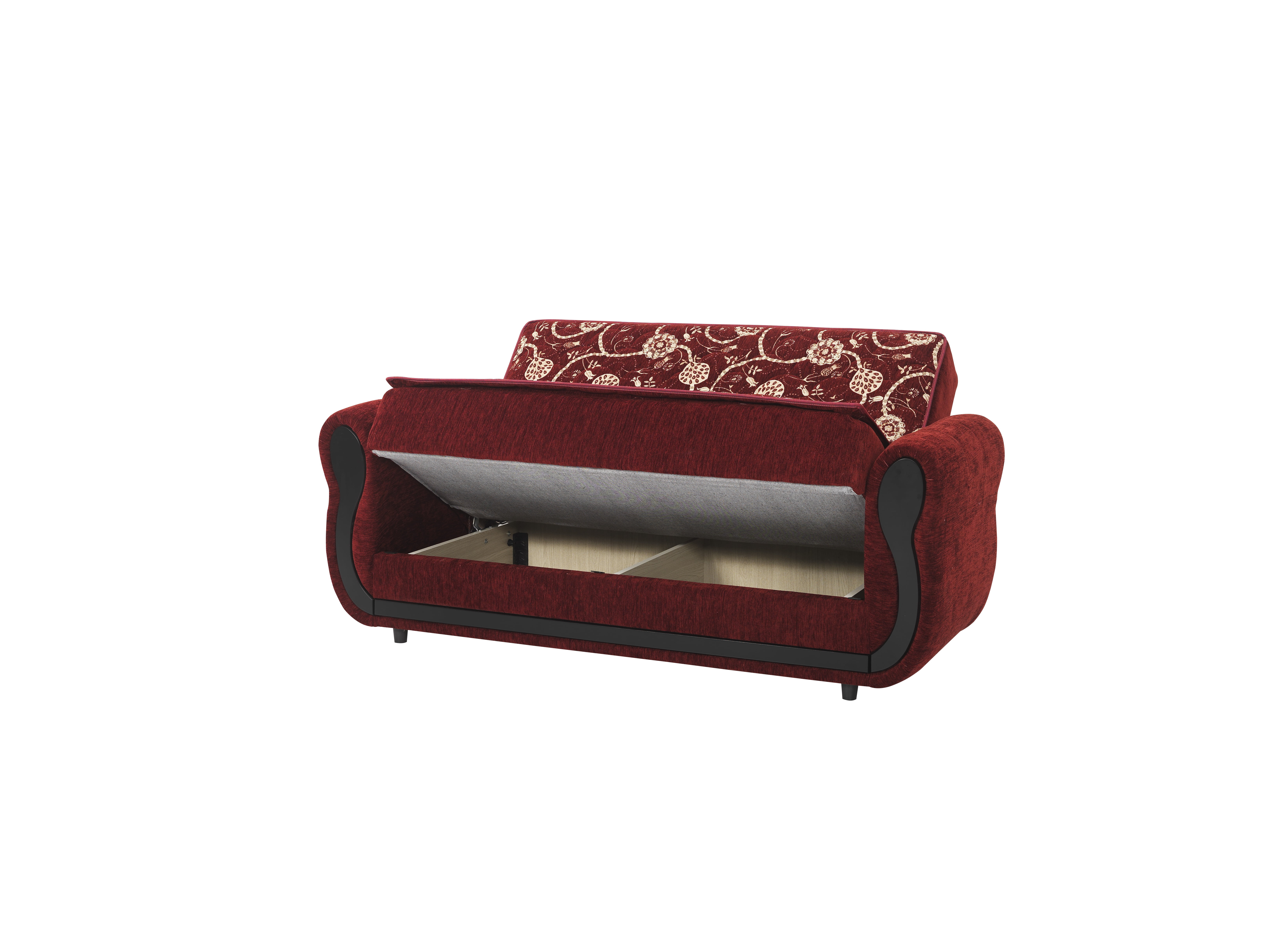 Ottomanson Convertible Sleeper Loveseat with Hidden Storage, Firm Seating, Burgundy