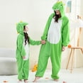 thumbnail image 3 of Pajamas for Famliy Animal Themed Onesie Sleepwear with Zipper Fuzzy Warm Winter Pjs Cozy Loungewear (H-Green Dinosaur for Adult), 3 of 8