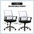 thumbnail image 3 of YRLLENSDAN Mesh Home Office Chair for Adults, Adjustable Height Computer Chair with Lumbar Support Arms, Ergonomic Swivel Rolling Desk Chair for Women Men Executive, (White, 2), 3 of 7