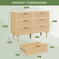 thumbnail image 3 of SOLAURA 6 Drawer Double Rattan Dresser, Wooden Large Storage Cabinet with Metal Handles for Bedroom Living Room Hallway, Natural, 3 of 7