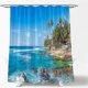 thumbnail image 3 of 2025 Beach Shower Curtain Tropical Ocean Sunset Sunrise Orange Sky Seaside Landscape Sea Waves Hawaii Coastal Nature Scenery Bathroom Curtain with Hoo, 3 of 3