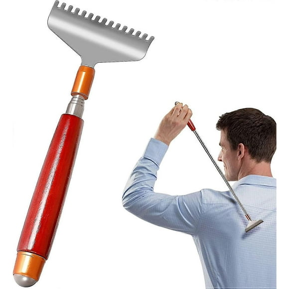 Wide Back Scratcher, Extendable Back Scratcher For Women Men With Wood Handle- Massage Roller, Extra Wide 15-teeth Claw Heavy Duty Manual Metal Back S
