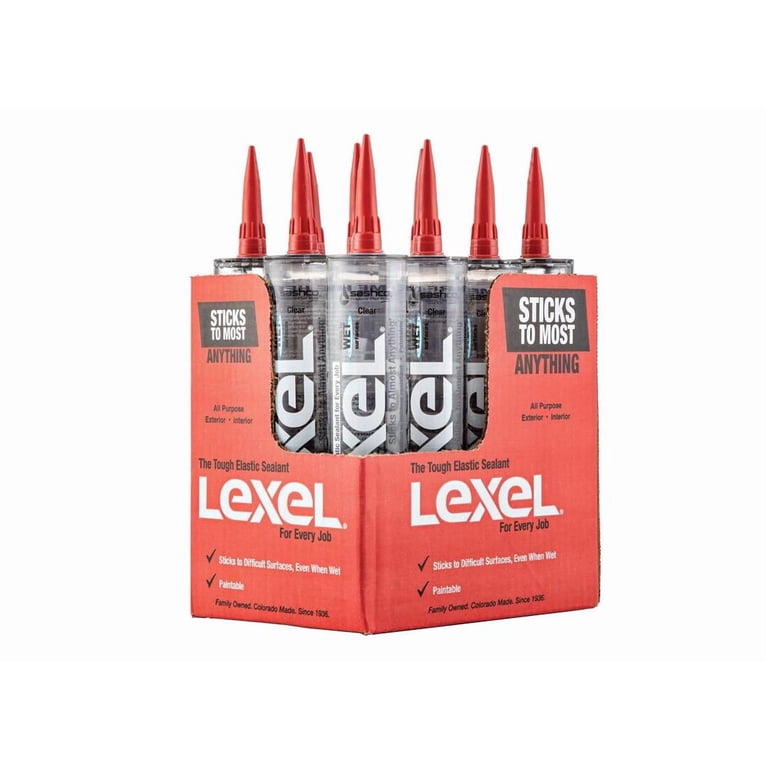 Sashco Lexel 12 Pack – 10.5 Oz Clear Painter's Adhesive Caulk For Kitchen & Bath, Model 13010