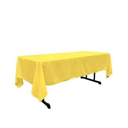 LA Linen Polyester Poplin Rectangular Tablecloth, 60 by 120-Inch, Yellow Light