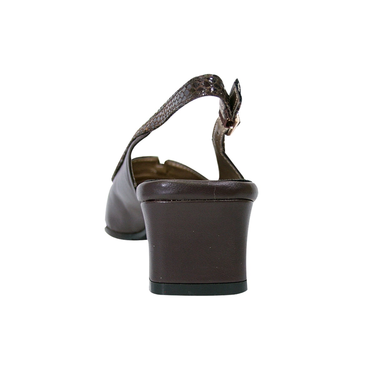 PEERAGE Amber Women Extra Wide Width Closed Square Toe Slingback with Faux Snake Outline and Bow-n-Tassel BROWN 7