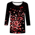 thumbnail image 4 of Women's Heart Printed Tops Valentines Day Shirts Gifts 3/4 Sleeve Crew Neck Holiday Casual Base Graphic Tees (XL, Multicolor), 4 of 5