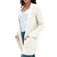 thumbnail image 4 of Mengpipi Women's Cardigan Sweater Loose Long Sleeve Open Front Knit Coat with Pockets, White-2XL(US 20-22), 4 of 7