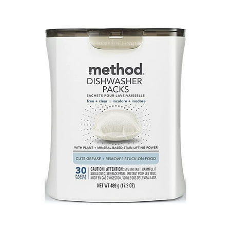 Method Dishwasher Packs - Free + Clear - 30 ea Pack of 4