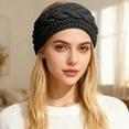 thumbnail image 3 of Womens Winter Headbands Lined Ear Warmer Cable Knit Headband (Black One Size), 3 of 3