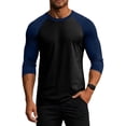 thumbnail image 6 of Dresfit Raglan Shirts Men Crew Neck 3/4 Sleeve Baseball Tee Summer Breathable Athletic T Shirts Loose Fit Colorblock Lightweight Vintage Tops Navy, 6 of 6