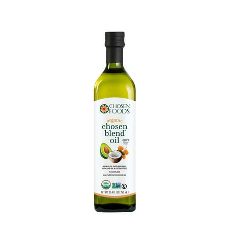 Chosen Foods Organic Chosen Blend Oil 25.4 oz., Non-GMO, 490° F Smoke Point, for High-Heat Frying, Baking and