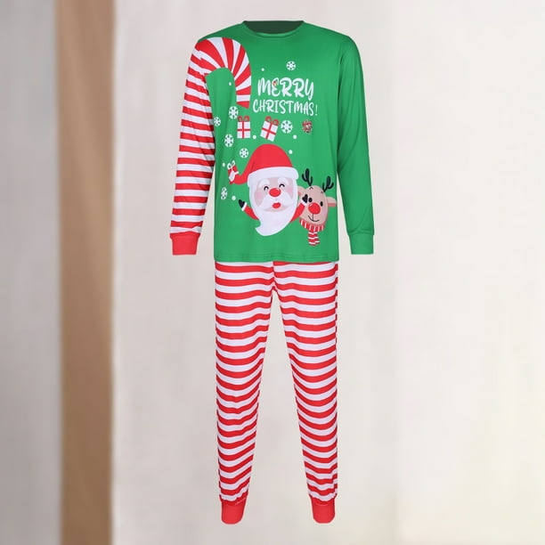 Patrón de Papá Noel Top de manga larga Pantalones Casual Familia Cintura elástica Traje diario