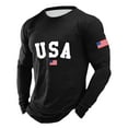 thumbnail image 5 of Letdown 1 Pack Men's Long Sleeve T Shirts U_S_A Letter Print Crew Neck Baseball Tops Raglan Athletic Casual Tees Casual Wear (01-Black, L), 5 of 5