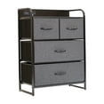 thumbnail image 2 of Emma + Oliver Nightstand with 4 Charcoal Fabric Drawers, Charging Station with 2 USB Ports/Power Outlet, Black Engineered Wood Top, Wood Handles, Metal Frame, 2 of 12