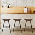 thumbnail image 3 of Leejay 30 Inch Faux Leather Bar Height Stools, Brown Backless Oval Stool for Kitchen,Set of 2, 3 of 5