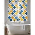 thumbnail image 5 of Yellow Blue Sheer Curtains 72 Inches Long 2 Panels Moroccan Trellis Retro Abstract Geometric Light Filtering Semi Sheer Window Curtains Drapes for Bedroom Living Room 52"x72"x2, 5 of 7