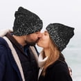 thumbnail image 5 of Lsque Black And White Dotted Pattern Knitted Beanie, Unisex Winter Hat, Knit Hat Winter Beanies Thick Fisherman Beanies Cuffed Plain Skull Caps, 5 of 6