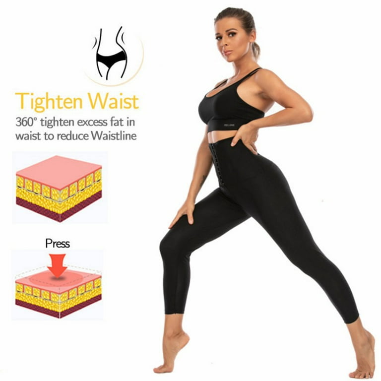 Sauna Sweat Shapewear High Waisted Leggings Full Long Pants Workout Suit  Waist Trainer Weight Loss Lower Body Shaper Sweatsuit Exercise Fitness Gym
