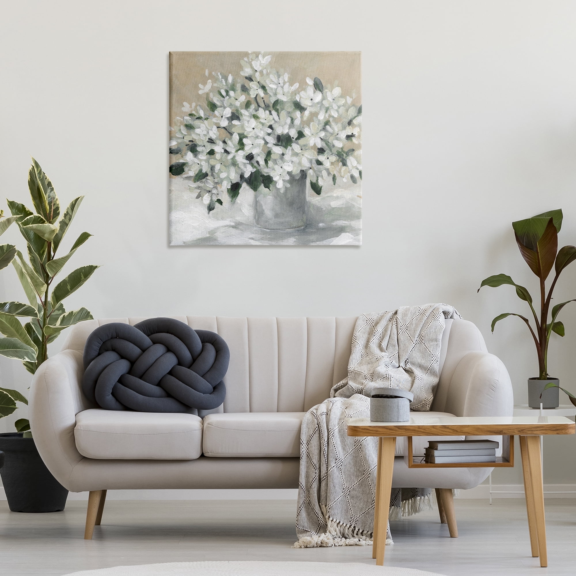 Stupell Industries Potted White Blooms Botanical & Floral Painting Gallery Wrapped Canvas Art Print Wall Art, 30 x 30