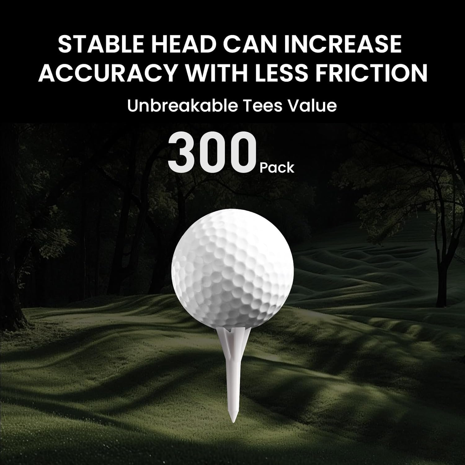 ABPETE Golf Tees Plastic 1 1/2 inch Value 300 Pack, Upgrade More Unbreakable Bulk Stable Reduce Friction Side Spin Tee for Men Women Ladies