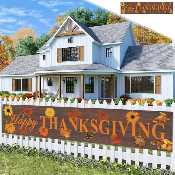 Wadada Extra Large Happy Halloween Banner Party Decorations, 1.6 x 8.2 Ft Fabric Halloween Banner Yard Sign, Halloween Welcome Sign for Outdoor Trick or Treat Garden Fence Garage Home Halloween Party