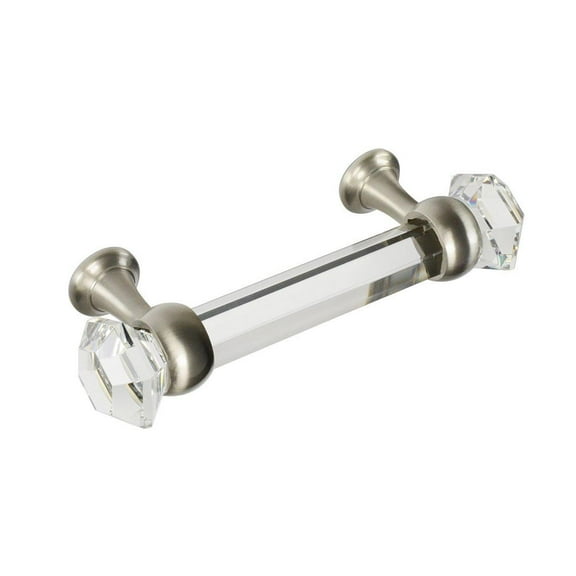 CKP #G-60 Elegance Collection 3 in. (76mm) Glass Pull, Clear with Brushed Nickel Base