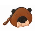 thumbnail image 3 of Monedero de CAPIBARA, Diseño de Animalito: Carpincho, Chigüire, Chigüiro o Ronsoco, Hydrochoerus, Color Marrón con Moño Rosa, Estilo Kawaii, Novedoso de Moda y Encantador., 3 of 5