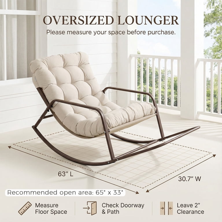 RADIATA Oversized Papasan Rocking Recliner Chair with Footrest, 400lbs Rocking Lounge Chair for Indoor Outdoor Patio, Living Room, 2PCS,Gray RADIATA Oversized Papasan Rocking Recliner Chair with Footrest, 400lbs Rocking Lounge Chair for Indoor Outdoor Patio, Living Room, 2PCS,Gray