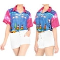 thumbnail image 2 of LA LEELA Women's Casual Beach Blouses Shirt Floral Blouse Short Sleeve Button Up Dress Tops Tee Shirts Hawaiian Dresses for Women XL Bottles, Autumn Pink, 2 of 5