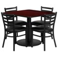thumbnail image 3 of Flash Furniture 36Sq Laminate Table Set In Mahogany Top Black Vinyl Seat, 3 of 4