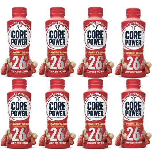 Fairlife Core Power Protein Shake, Strawberry Banana 8 Pack 26 Gram, 14 oz Bottles