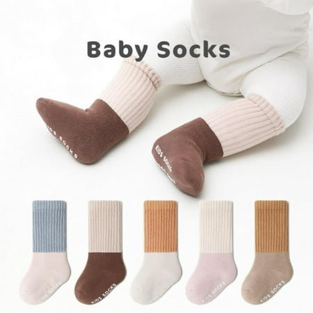

Baozhu Spring KIds Middle Tube Walking Floor Sock 1 Pair Cartoon Thicken Warm Socks Baby Curling Leg Socks 0-5 Years