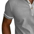 thumbnail image 5 of ZunFeo Mens Waffle Knit Henley Shirt Short Sleeve Slim Fit Casual Button Tee Gray Contrast Trim Top,Size XL, 5 of 6