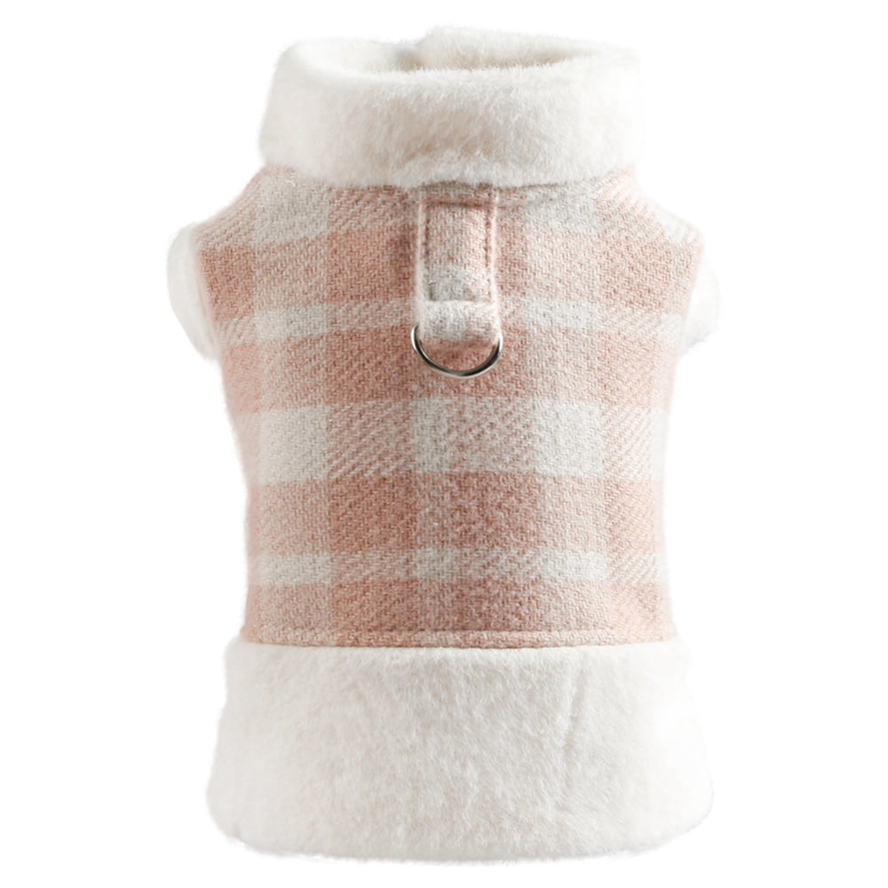 Dog Winter Warm Plaid Vest with D Ring for Winter Windproof Soft Lined