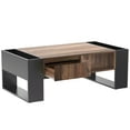 thumbnail image 4 of Table Basse en Bois avec Rangement, Table Basse Brune de 43,5 Pouces avec 1 Tiroir et Espace de Rangement Ouvert, Table Centrale Milieu du Siècle pour Salon, 4 of 6