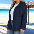 thumbnail image 6 of Craaazy Oversize Button Down Shirt for Women Casual Solid Color Loose Long Sleeve Drawstring Hooded Daily Clothes Gifts, 6 of 7