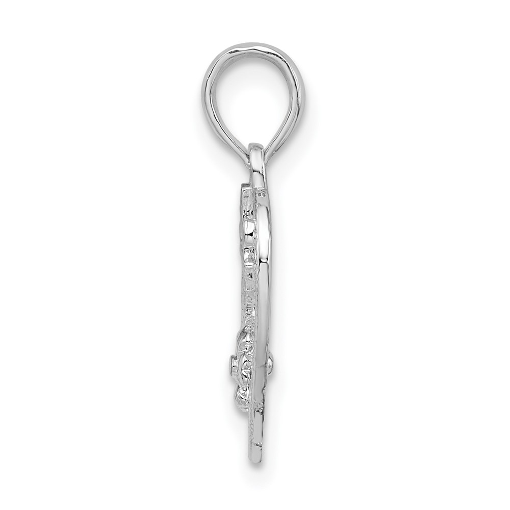 FJC Finejewelers 925 Sterling Silver Rhodium Plated Polished #1 Sister with Flower Heart Charm