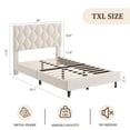 thumbnail image 2 of Tamaño individual-size beige marco de cama con forrado cabecero: heavy-duty cama de plataforma con strong wood slats, no box spring required, noise-free & fácil montaje, 2 of 8