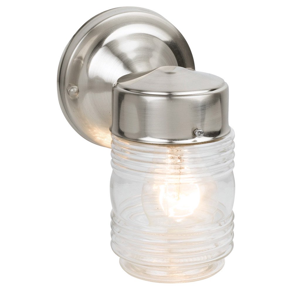 Design House Satin Nickel Outdoor WallMount Jelly Jar Wall Lantern