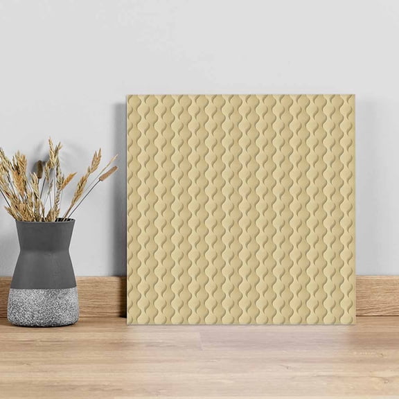 Beige Geometric Wall Art Painting on Canvas, Modern Moire Abstract Art Aesthetics Canvas Art Home Prints Wall Art Framed Modern Artwork for Living Room Bedroom Wall Decor 12x12in