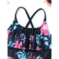 thumbnail image 5 of YEAHDOR Girls Ruffled Neck One Piece Swimsuit Floral Print Bodysuit Swimwear for Water Park Pool Swimming, 5 of 8