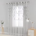 thumbnail image 7 of Floral Voile Sheer Curtains for Living Room Plum Flower Embroidery Sheer Curtains and Drapes, Grommets Design, 52x84 Inch, 2 Pieces,Navy, 7 of 7