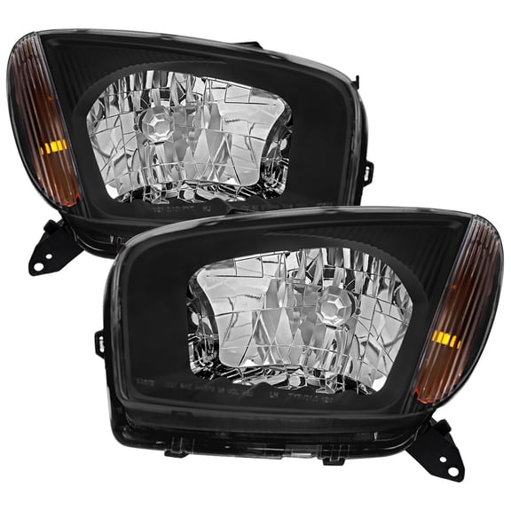 Spec-D Tuning Black Headlights Compatible with 2001-2003 Toyota RAV4, Left Right Pair Headlamps Assembly