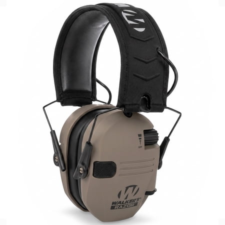 Walker's Razor Slim Ultra Low Profile Compact Design Adjustable Range Shooting Hunting Hearing Protection Electronic Earmuffs, Flat Dark Earth