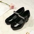 thumbnail image 5 of Kushyshoo Girl Mary Jane Shoes Low Heel Rhinestones Princess Flats Black Dress Pump Shoes for Big Kid Size 5, 5 of 7